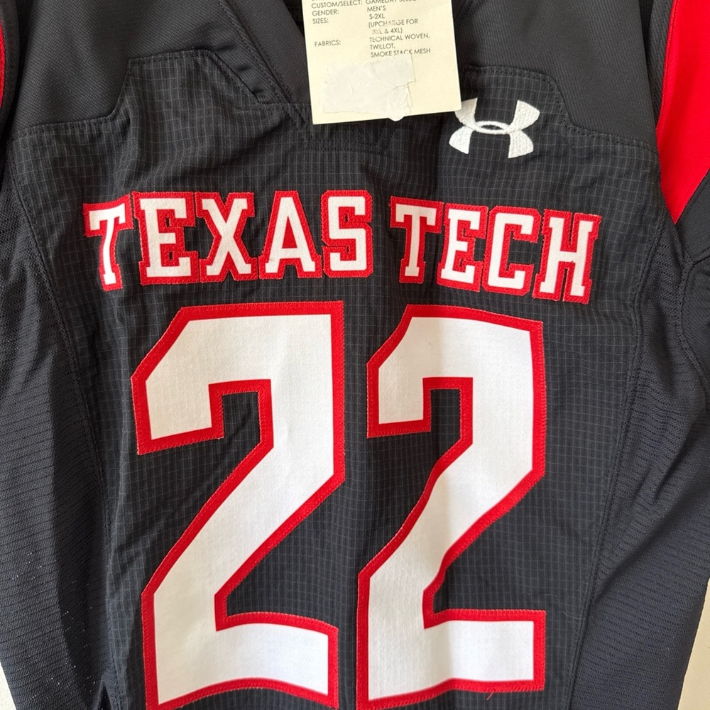 Men’s UNDER ARMOUR Texas Tech #22 2020 Team Issued Jersey Sz L - Black RARE - Picture 2 of 5